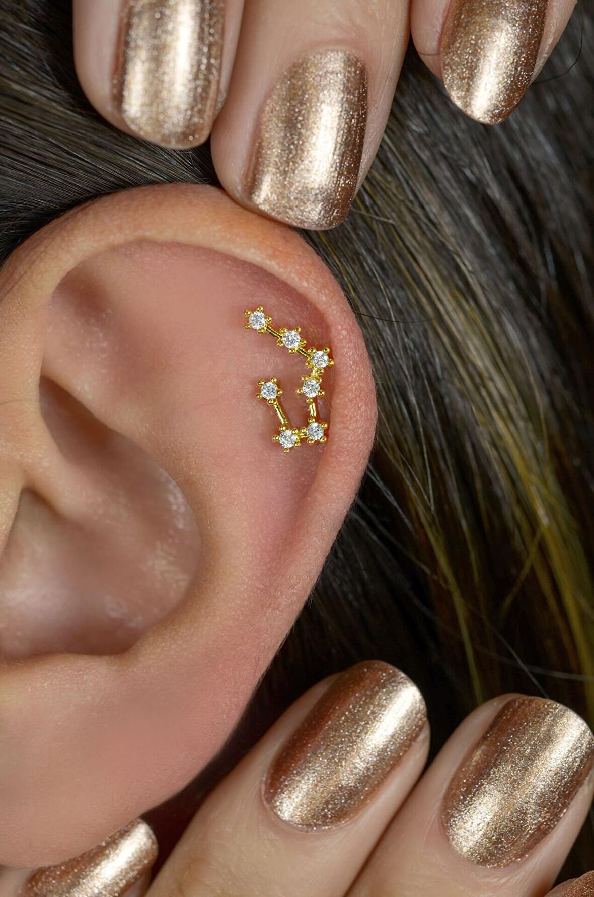 Boğa Burcu Küpe Takımyıldızı Piercing Gold Taurus