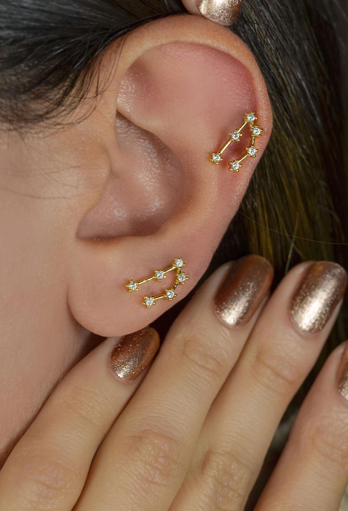 Oğlak Burcu Küpe Takımyıldızı Piercing Gold Capricorn