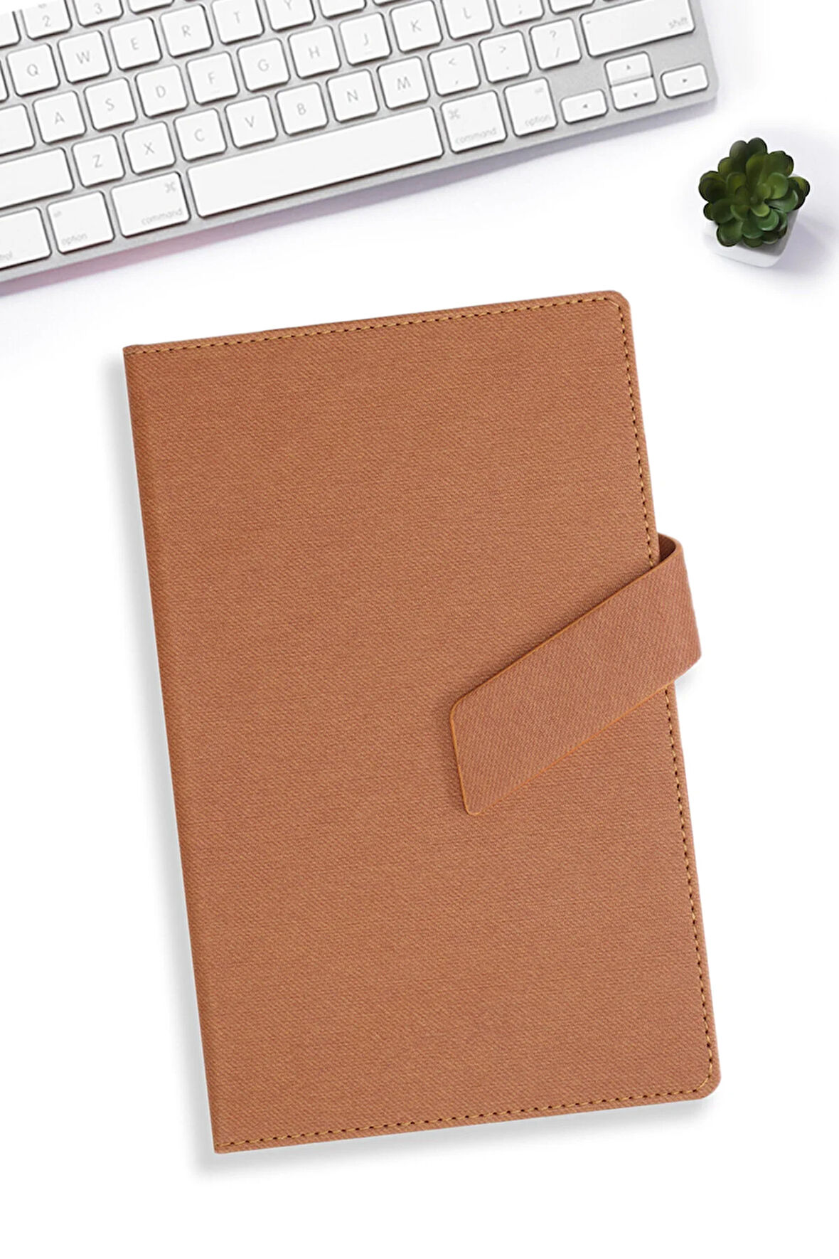 Çizgili Kahverengi Mıknatıslı Defter