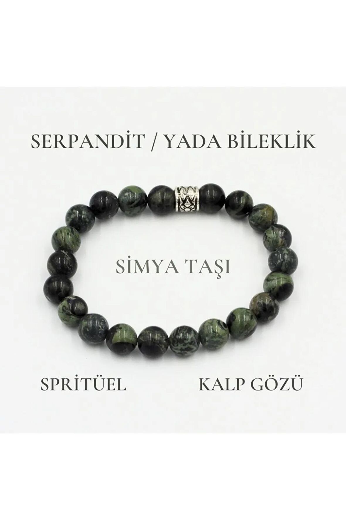 Doğal Şifalı Taş Bileklik | Serpantin / Yada Doğal Taş Bileklik 8 Mm Simya Taşı