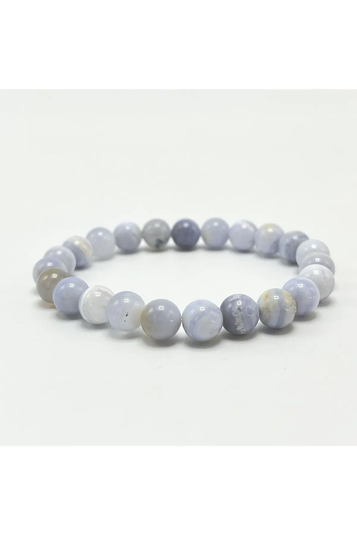 Sertifikalı Kalsedon 8mm Elastik Misinalı Doğal Taş Bileklik