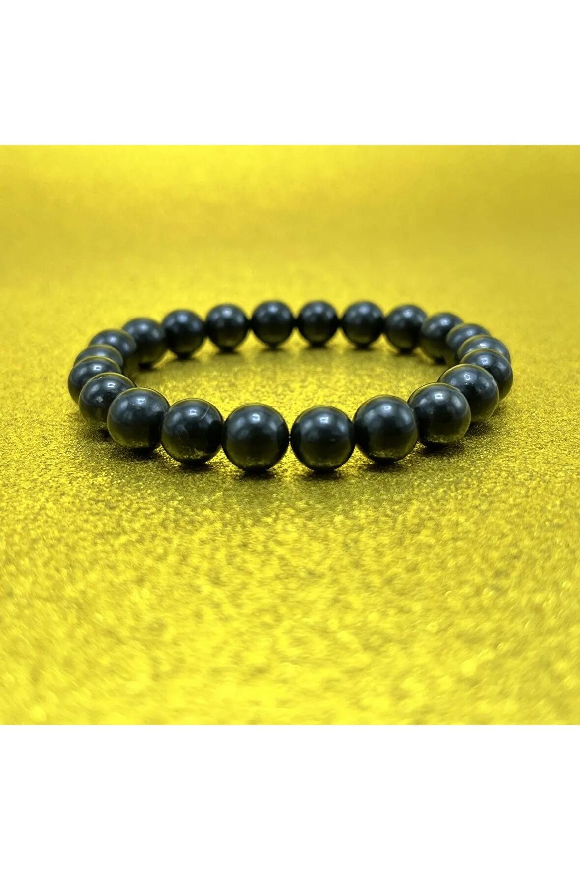 Sertifikalı Shungite 8mm Elastik Misinalı Doğal Taş Bileklik
