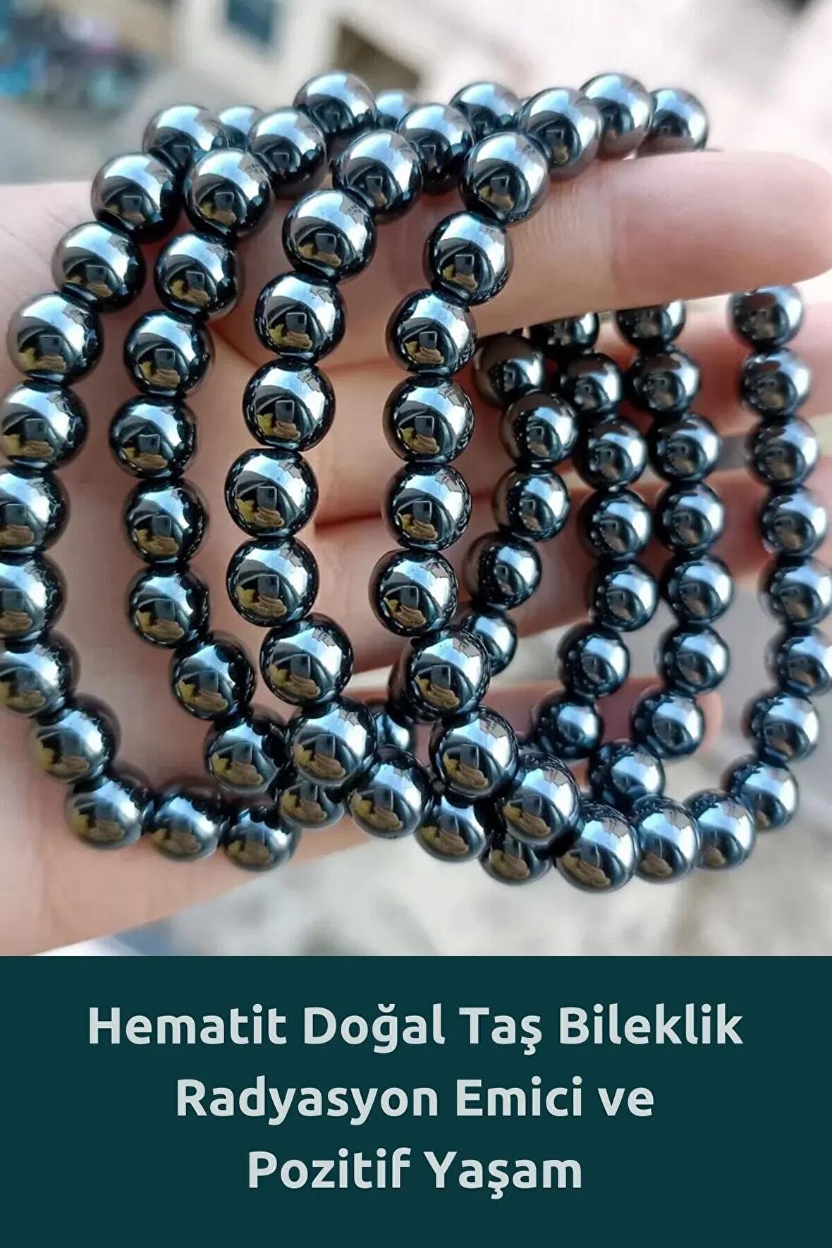 Hematit Gerçek Doğal Taş Bileklik ( Daha Gür Saçlar ) 8 Mm Aa Kalite