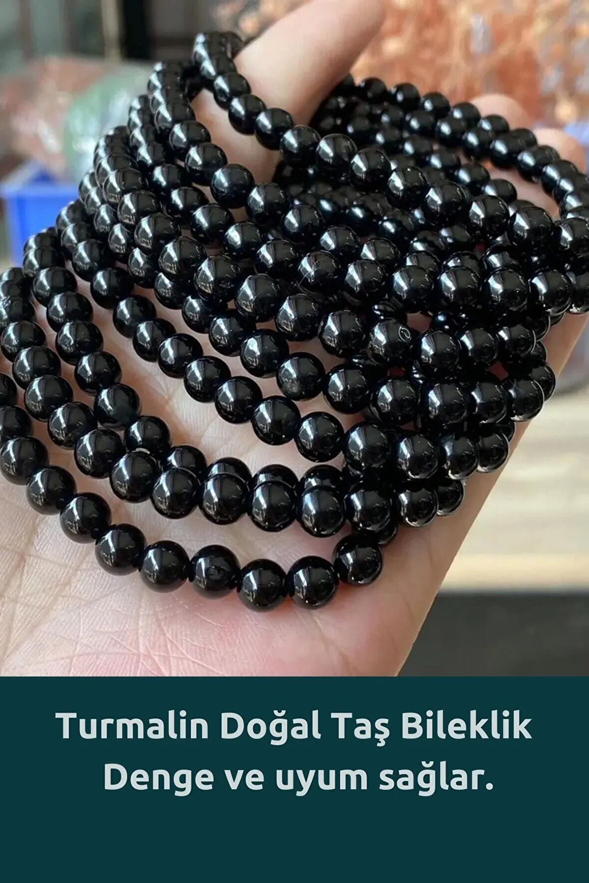 Turmalin Gerçek Doğal Taş Bileklik ( Denge Ve Uyum Sağlar ) 8 Mm Aa Kalite