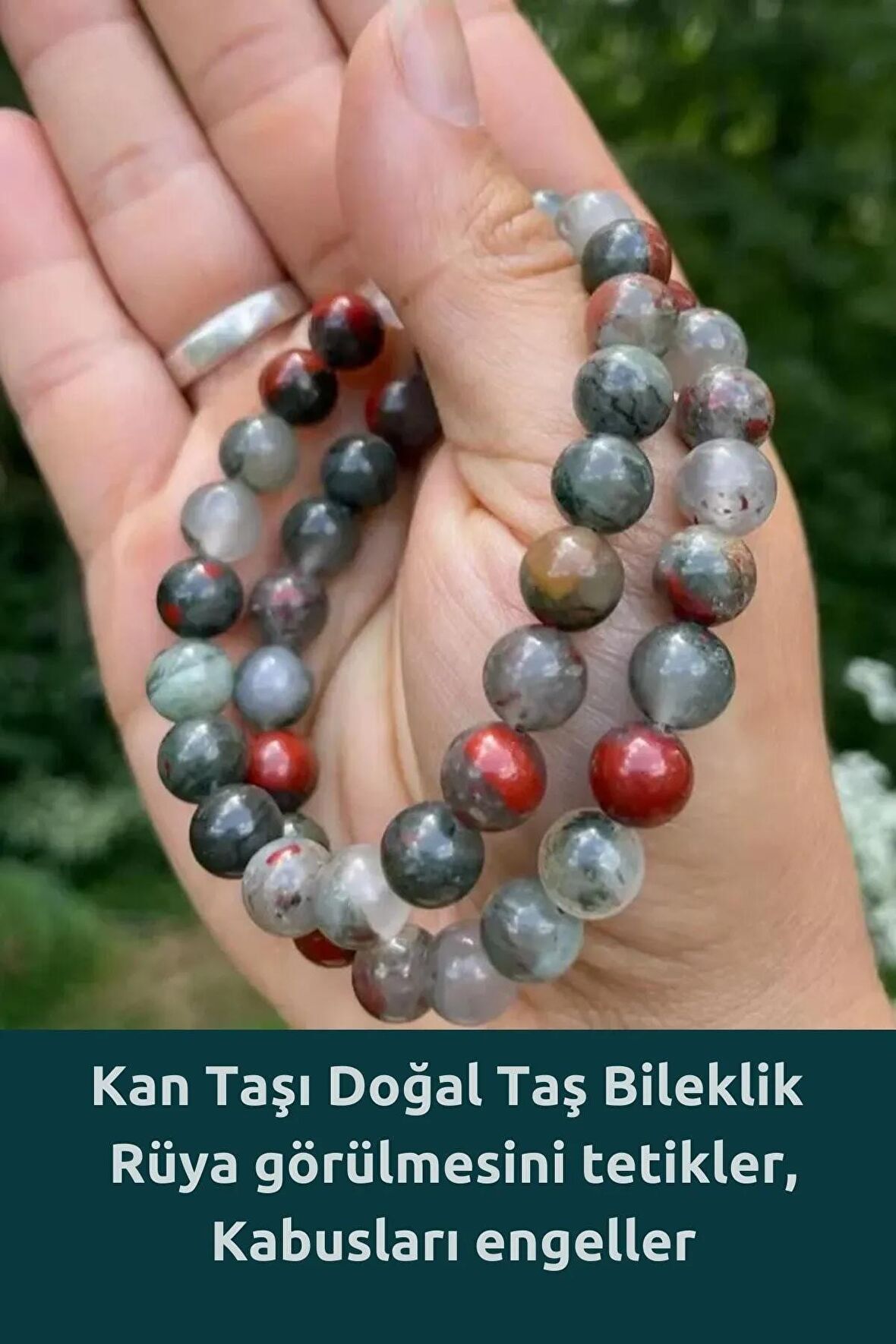 Kan Taşı Doğal Taş Bileklik ( Psikolojik Olarak Cesaret Verir ) 8 Mm