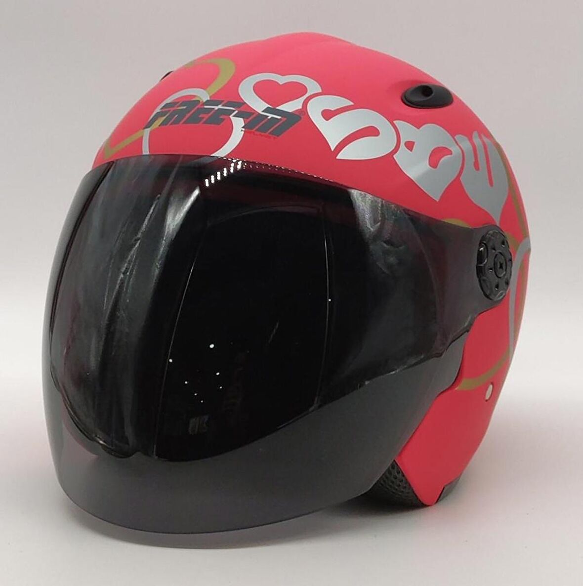 Free-M 661 Açık Kask (Pembe Kalpli) S