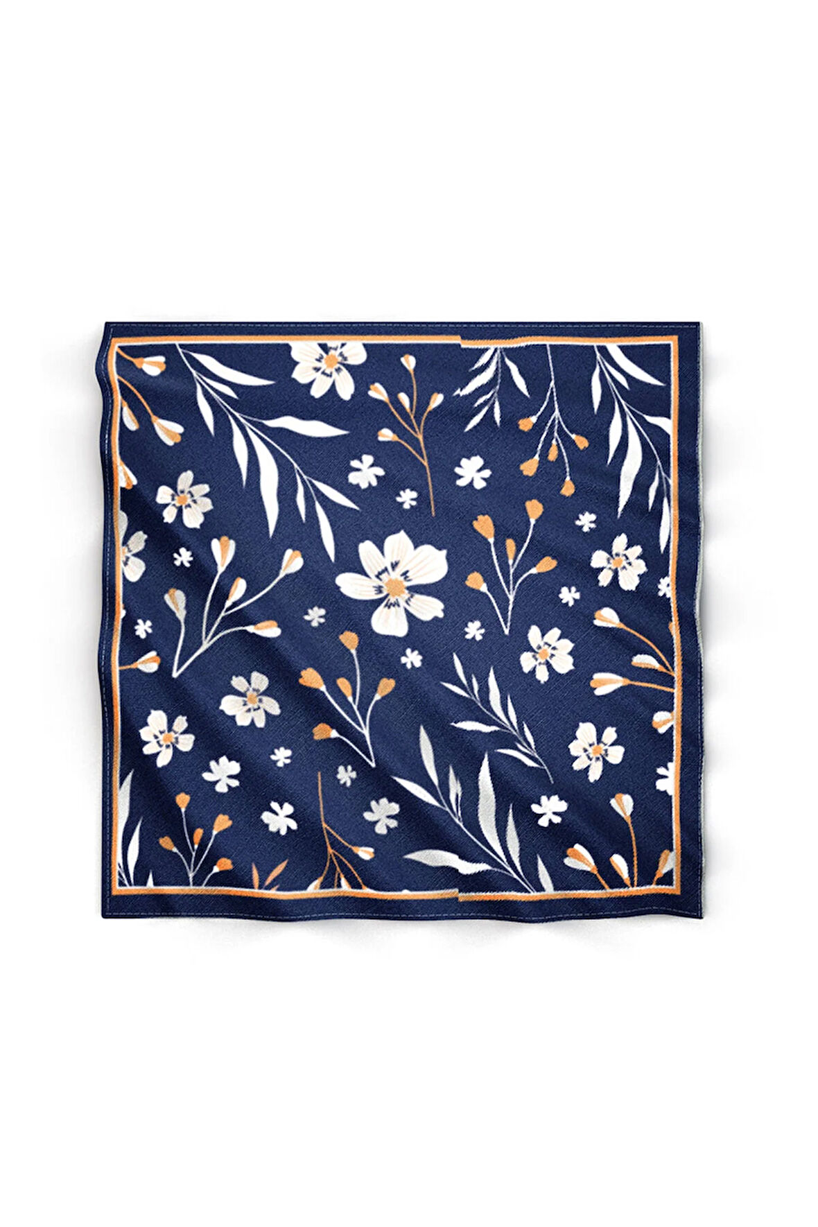 Beyaz Çiçekli Tasarım Fular