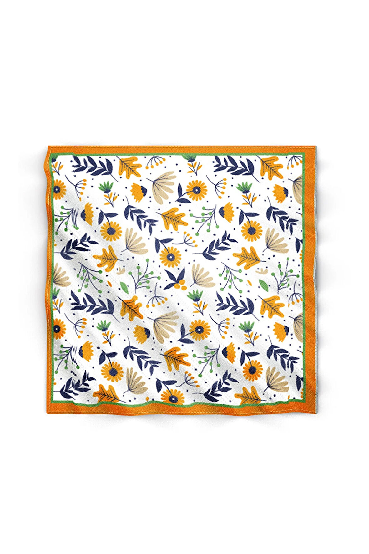 Çiçek Desenli Turuncu Fular