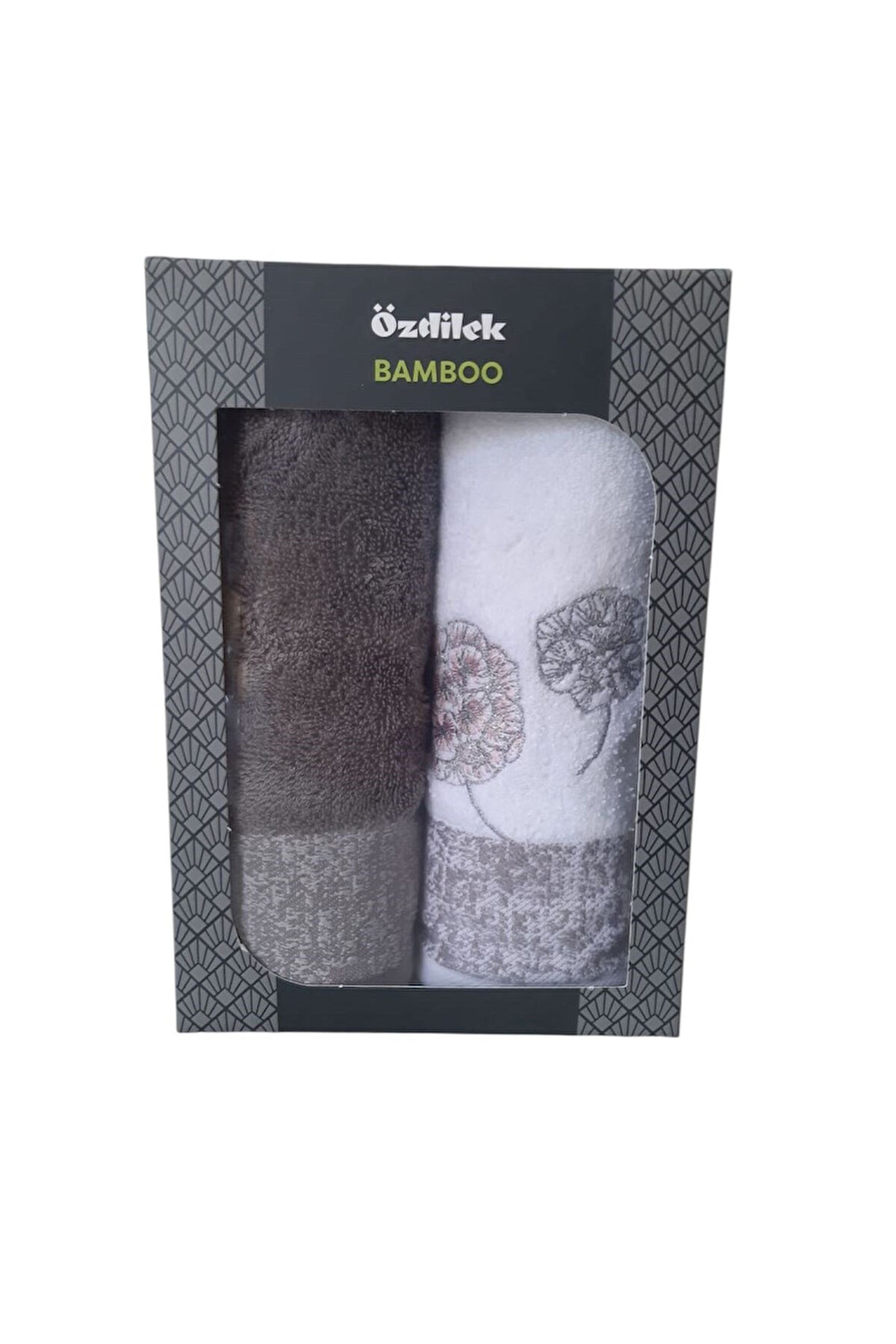 Özdilek Phlox Bambu 2'li Havlu 50x90cm - Antrasit Beyaz