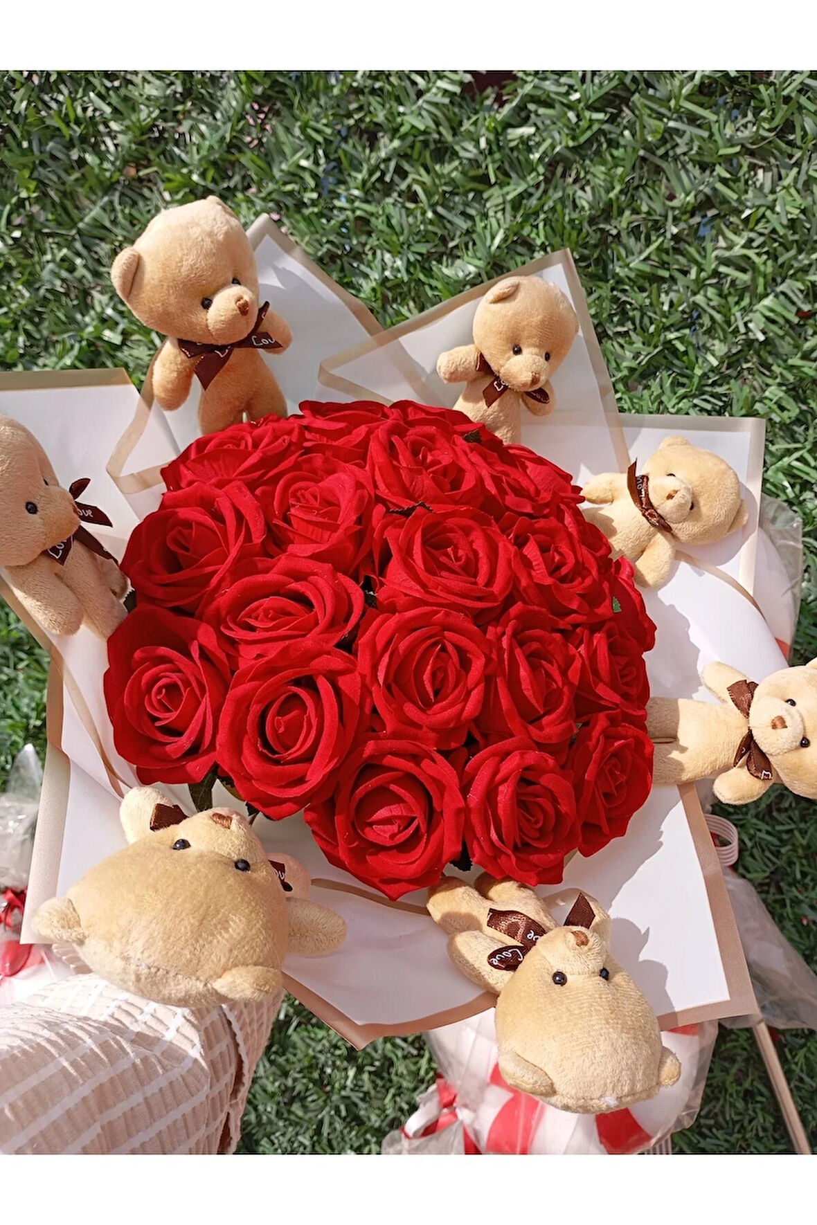 Ayıcıklı Yapay Gül Buketi