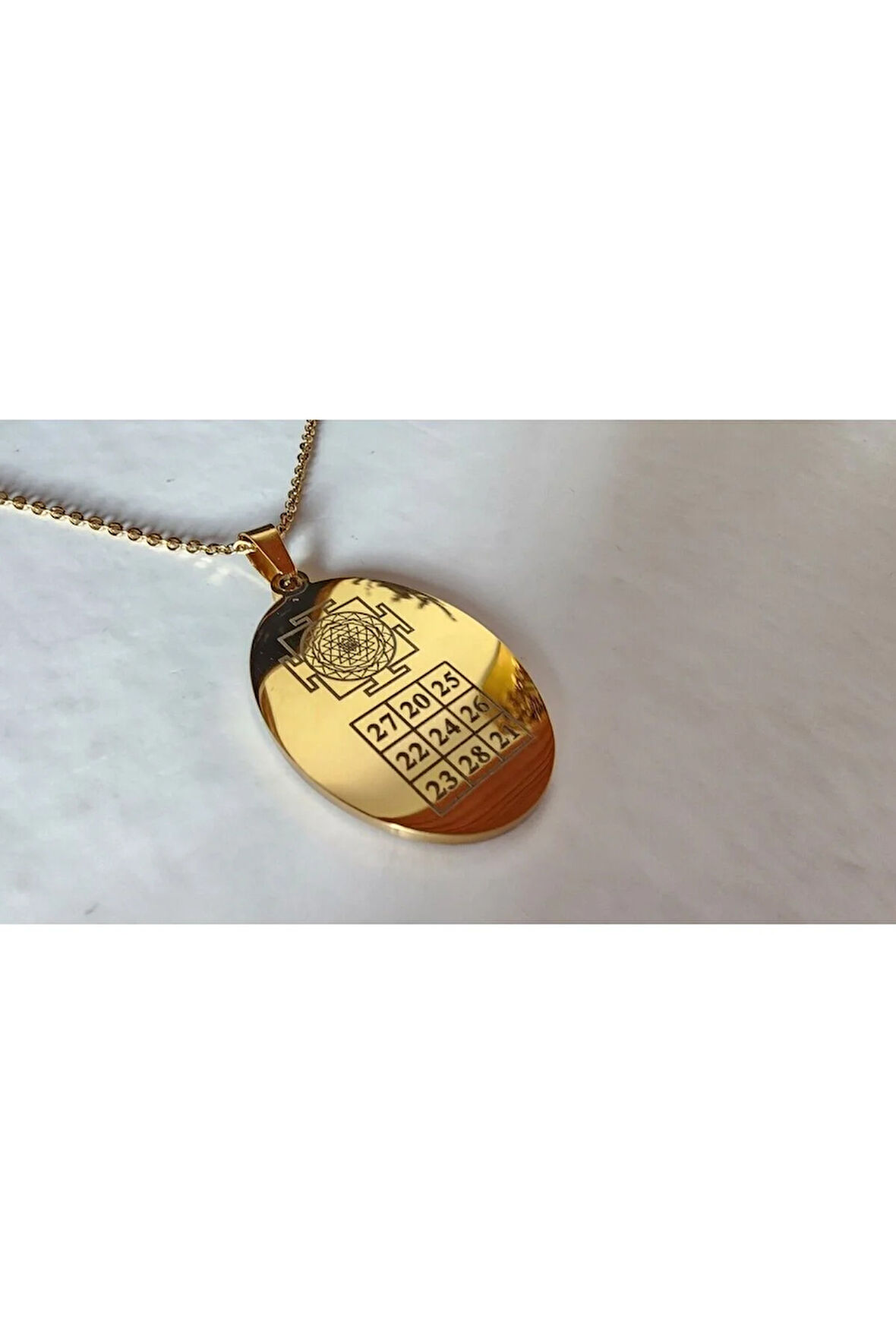 Sri yantra ve kubera yantra satış artırma ve iş başarısı sayı sekanslı çelik kolye