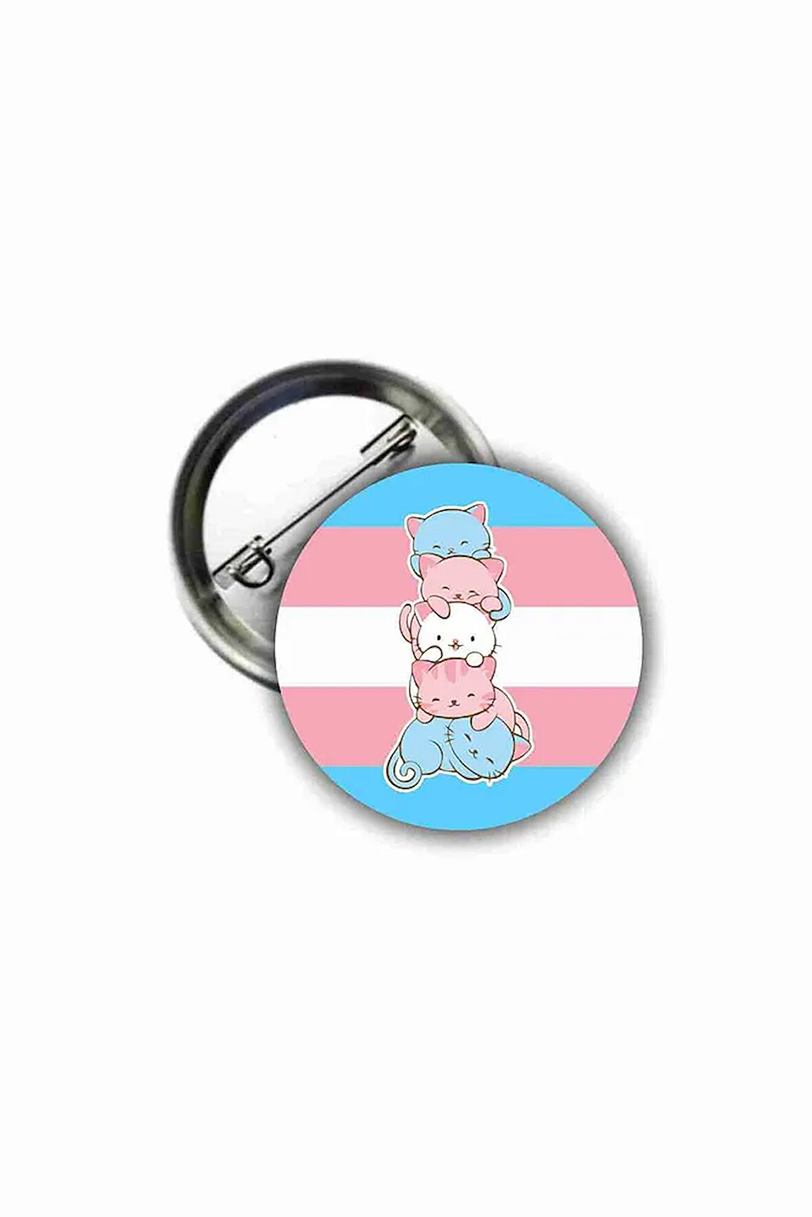 Transgender Pride Flag Cute Kawaii Cats Buton Rozet