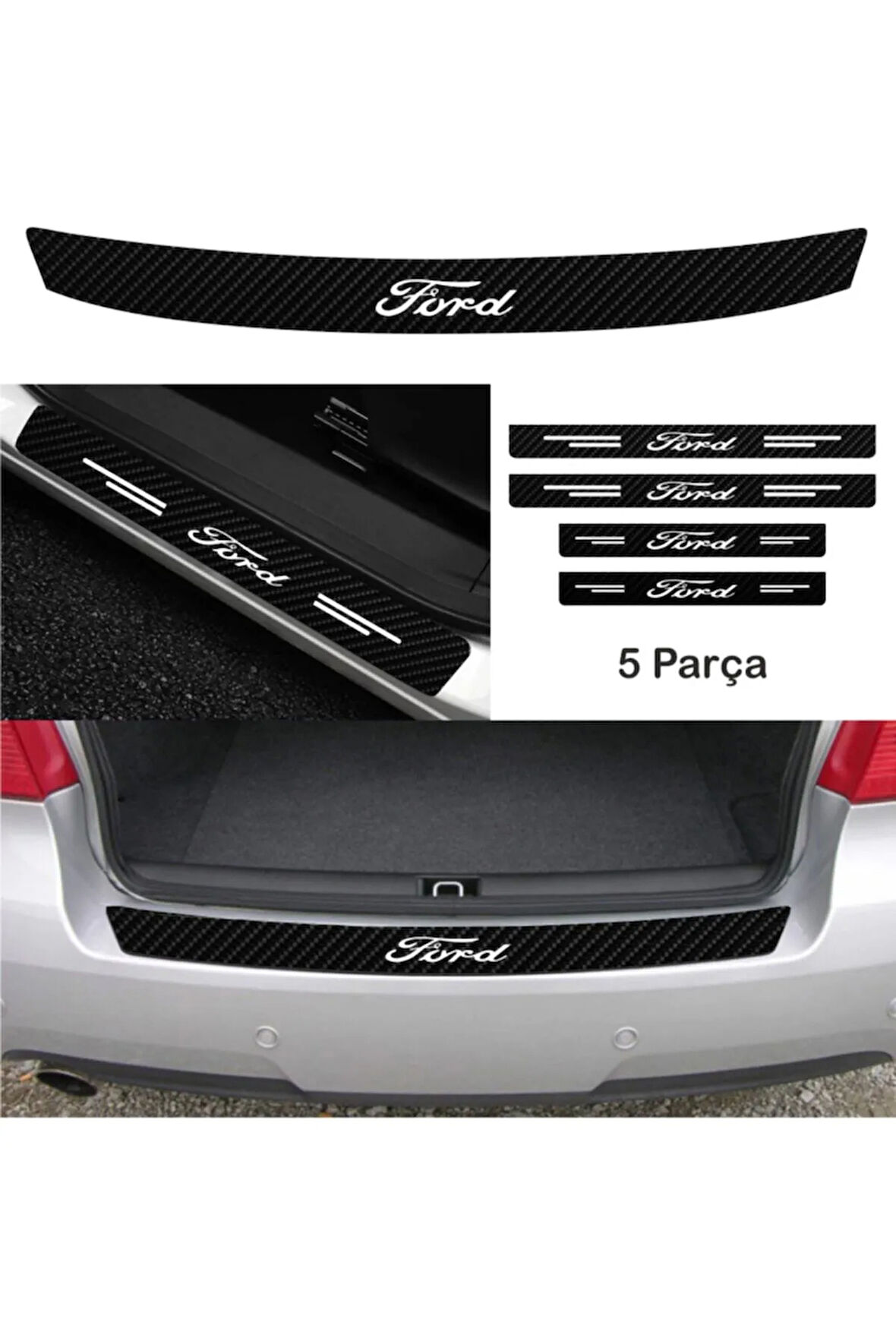 MRK Ford Focus İçin Uyumlu Aksesuar Oto Bağaj Ve Kapı Eşiği Sticker Set Karbon