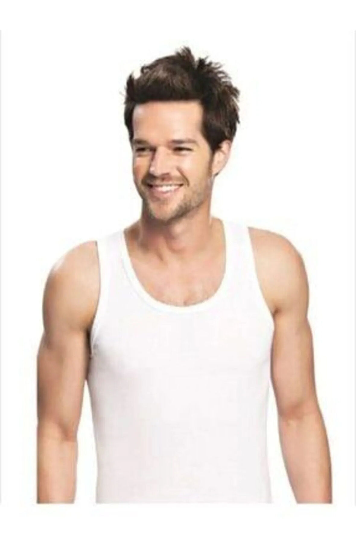 6'lı Klasik Askılı Erkek Atlet %100 Pamuk Penye Beyaz Atleti 0101