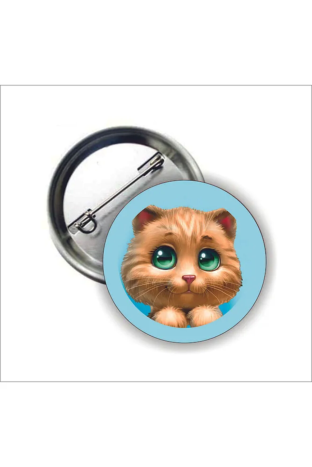 Sevimli Sarı Kedi Buton Rozet