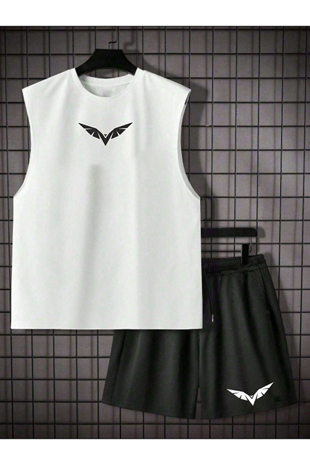 0 kol t-shirt şort alt üst takımı baskılı