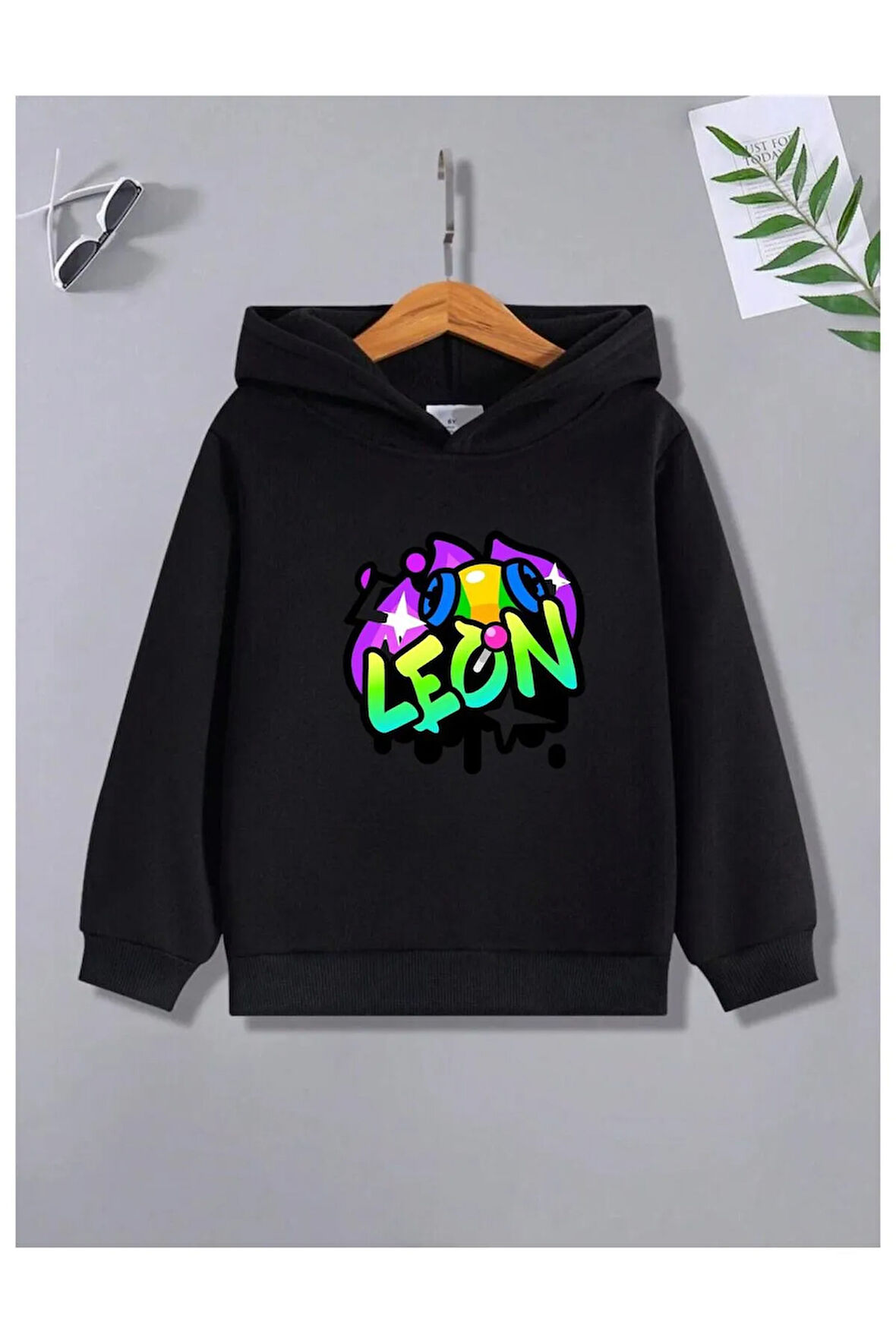 Çocuk Tasarım Brawl Stars Oyun Leon Baskılı Sweatshirt Pamuklu