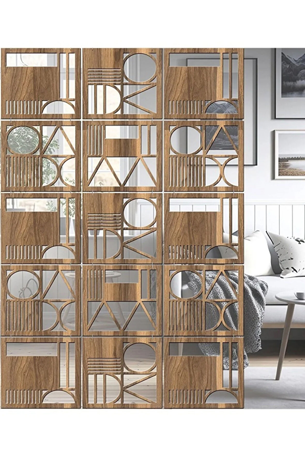 Lazer Kesim Sarkıt Paravan, Ahşap Seperatör, Panel Levha Seti Dekorasyon Ahşap Oda Bölücü şekil