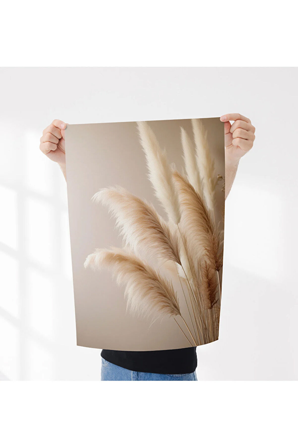 Çerçevesiz Poster, Dijital Baskı Soyut , Pampas Otu , Salon Ofis Dekorasyon