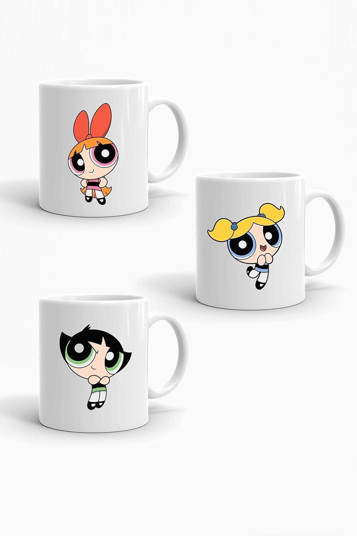 Powerpuff Girls Baskılı 3'lü Porselen Kupa Seti