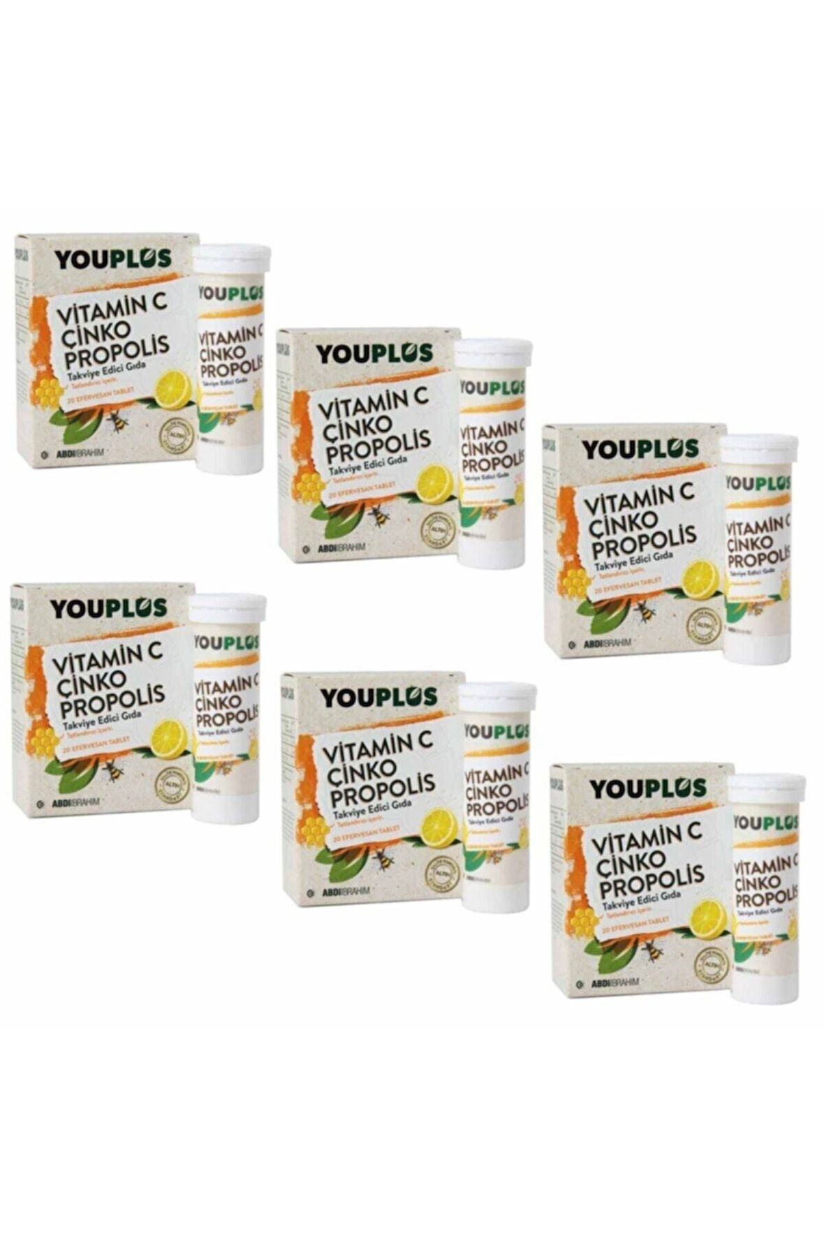 Vitamin C Çinko Propolis 20 Efervesan Tablet 6 Lı Paket