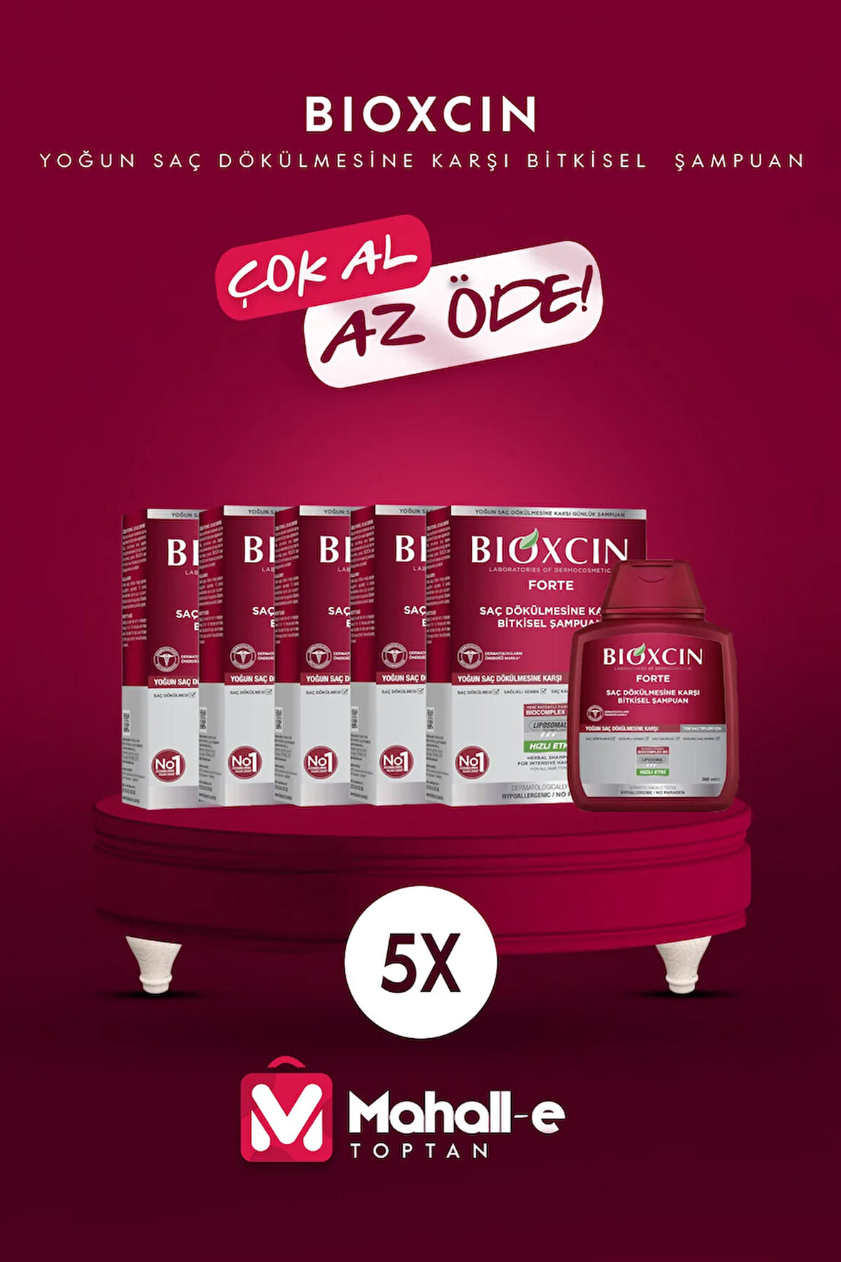 Forte Şampuan 300 Ml Yoğun Dökülme Karşıtı Bitkisel Şampuan 5'li