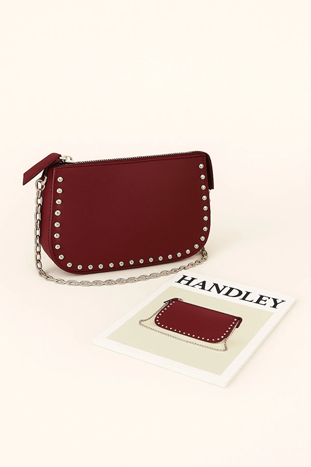 Zincir Askılı Taş Detaylı Omuz Çantası