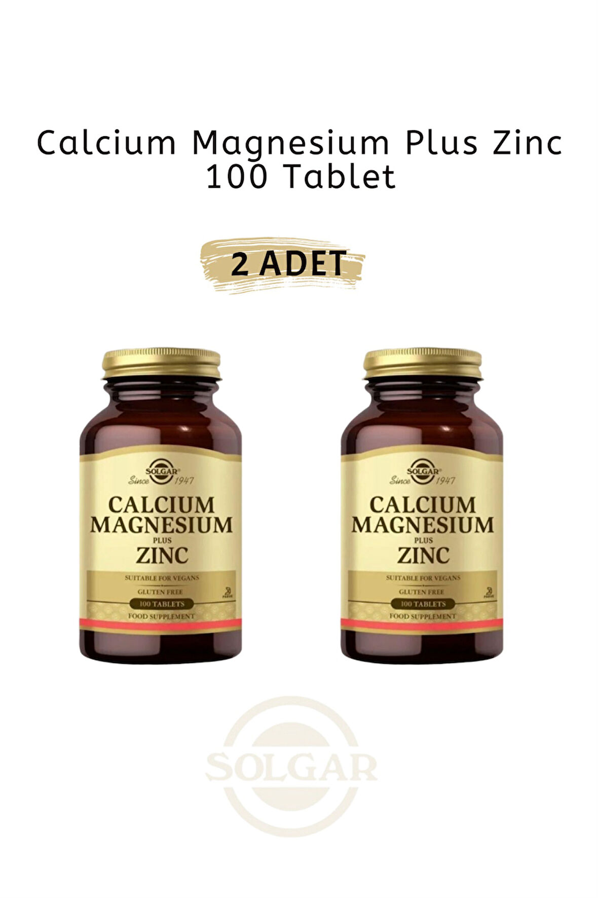 Solgar Calcium Magnesium Plus Zinc 100 Tablet 2 Adet