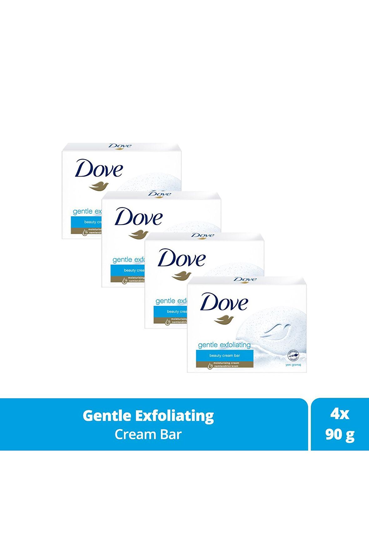 Beauty Cream Bar Katı Güzellik Sabunu Gentle Exfoliating Nemlendirici Etkili 90 G X4 Adet