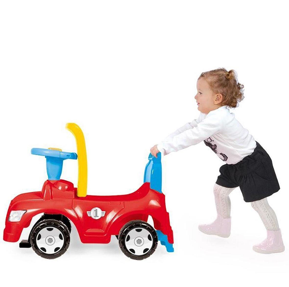 Dolu 8031 Step Car Toy Factory Yürüteç Araba STEP 2 in 1 İlk Arabam Kırmızı 