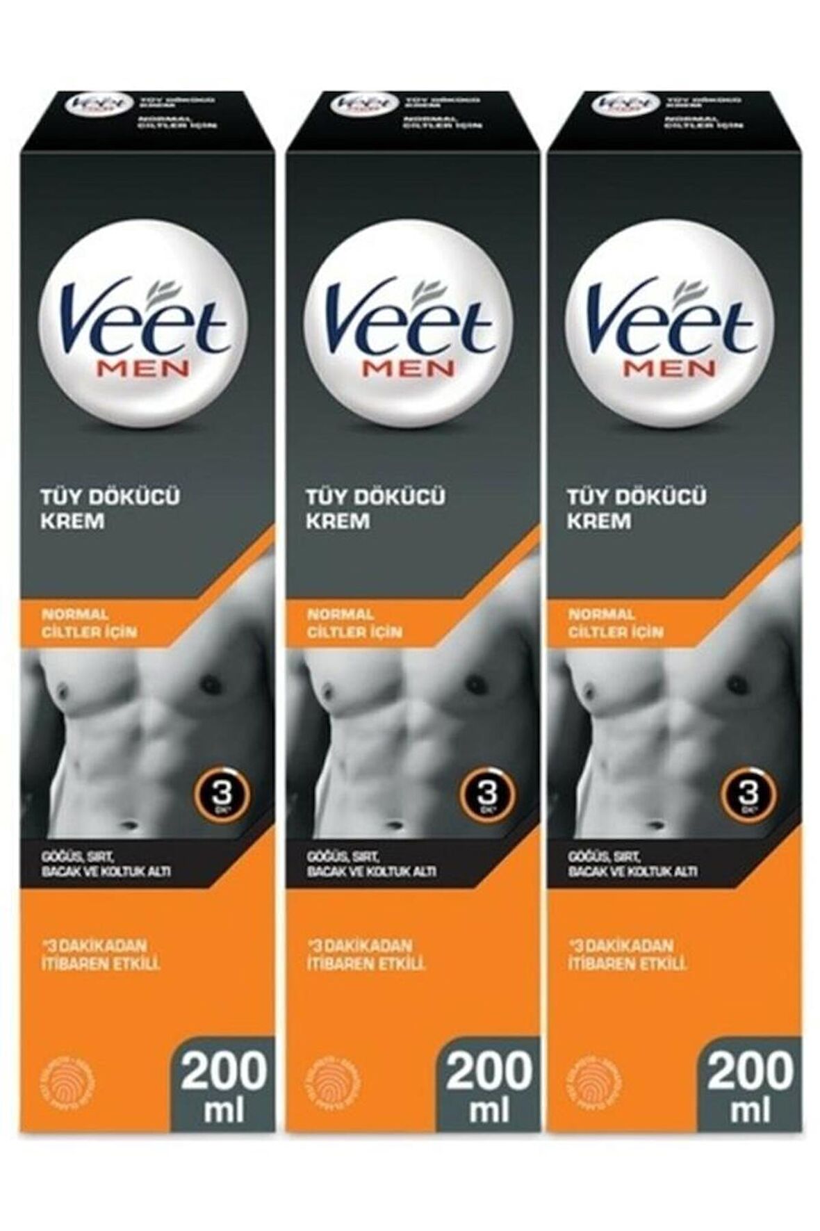 Veet Men Tüy Dökücü Krem 200 Ml-Normal Cilt-3 ADET-SKT:04/2025