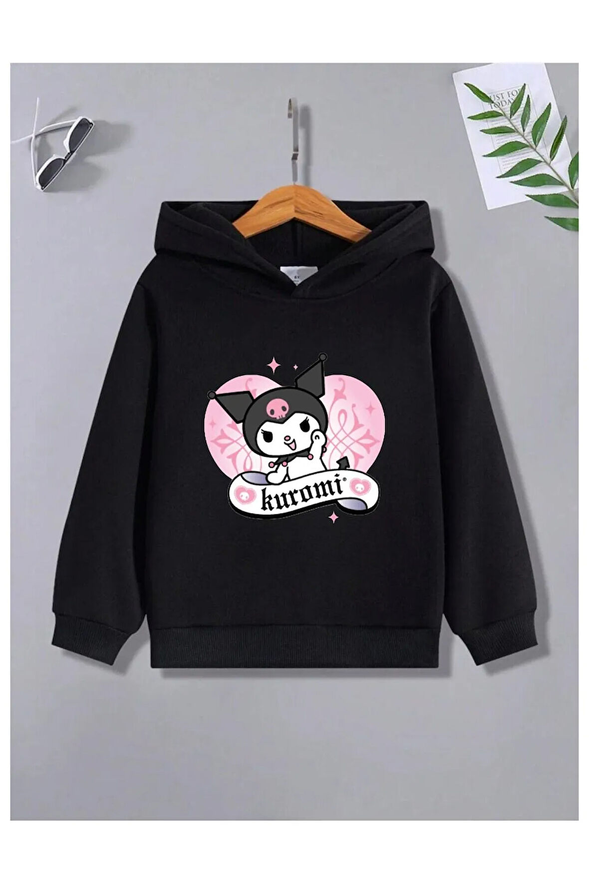 Çocuk Tasarım Kuromi Baskılı Kapüşonlu Sweatshirt Pamuklu