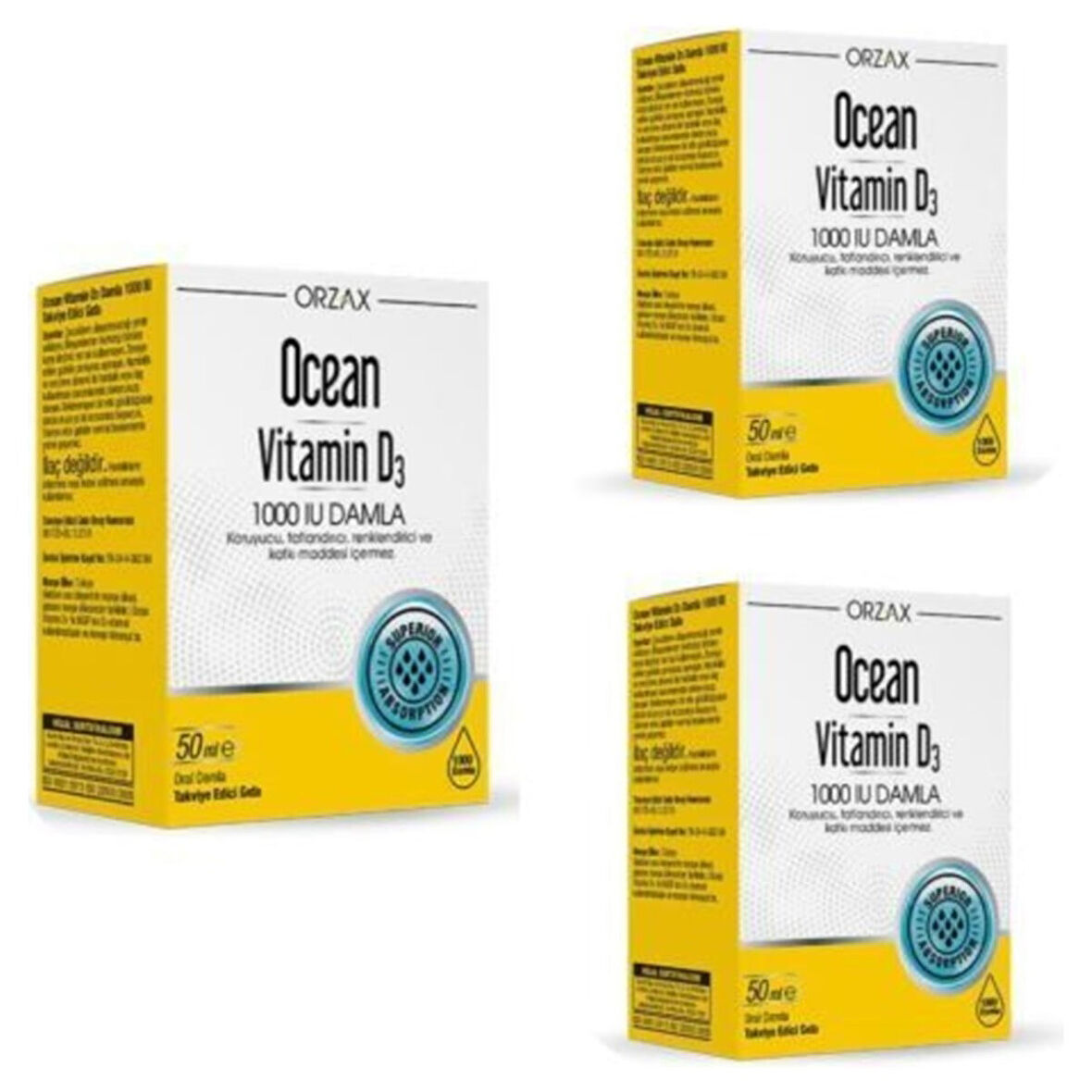 Orzax Vitamin D3 1000 Iu Damla 50 ml 3 Kutu