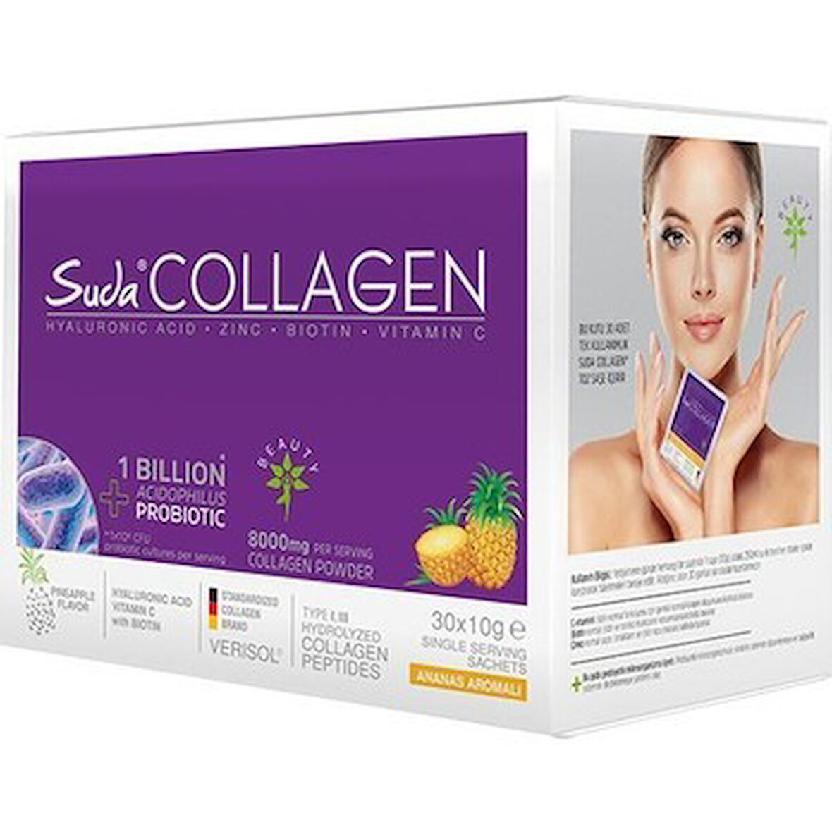 Suda Collagen Ve Probiotic Pineapple Ananas Aromalı Takviye Edici Gıda 30 X 10 g