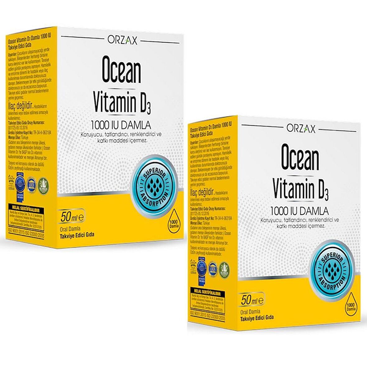 Ocean Vitamin D3 1000 IU Damla 50 Ml-2 ADET-SKT:01/2024