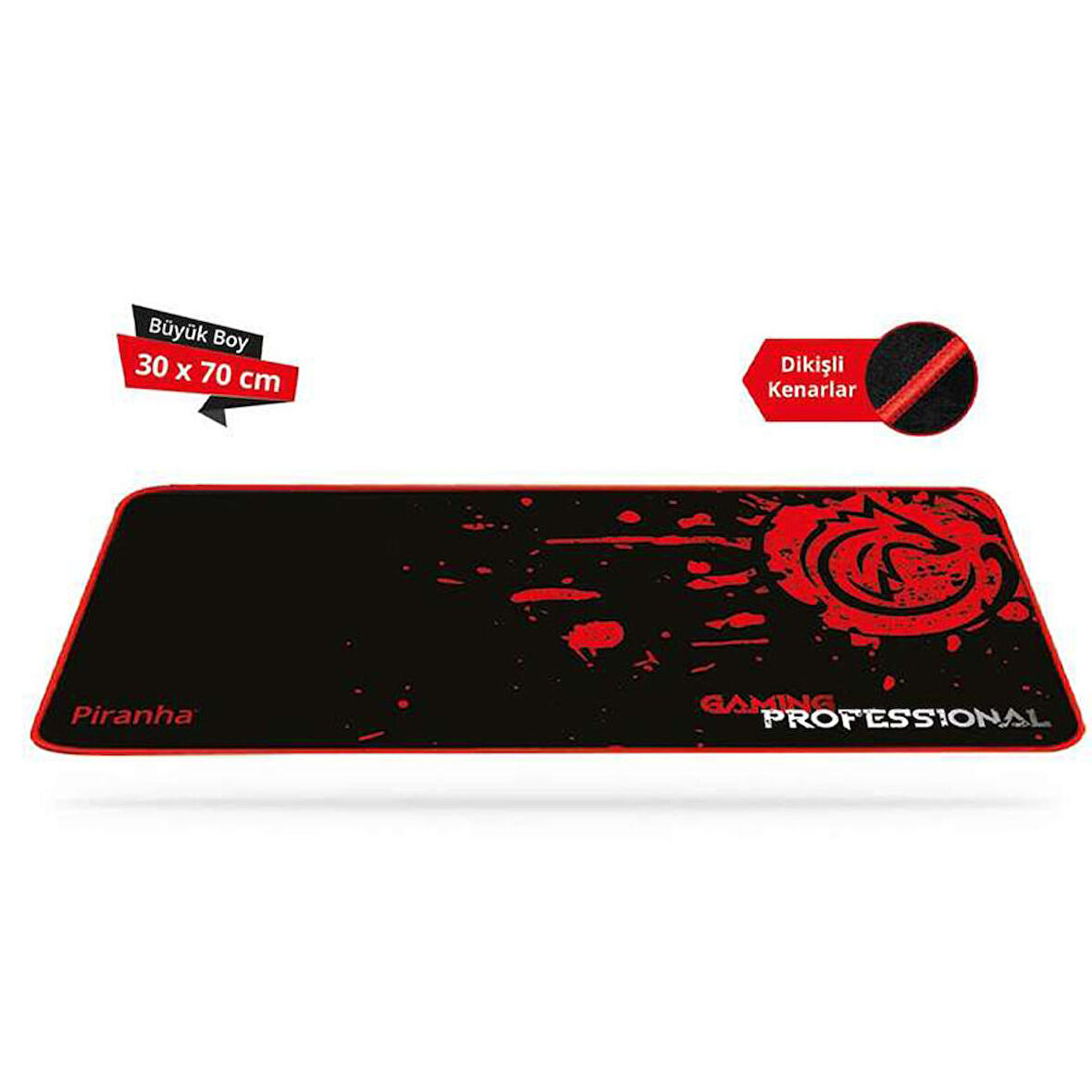 Piranha Büyük Boy Oyuncu Mousepad Kırmızı Siyah