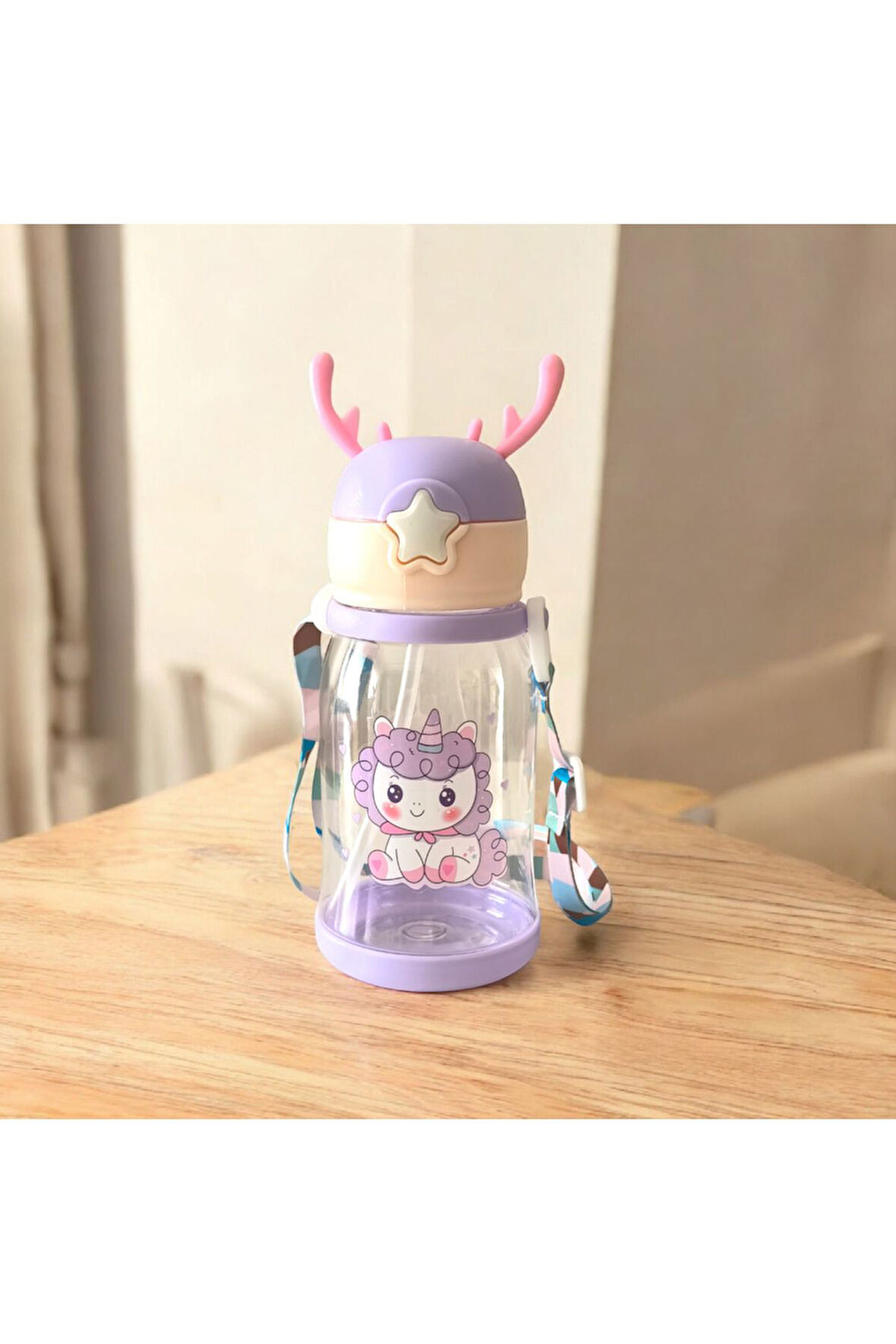 500 ml Polikarbon Geyikli Matara Pipetli Otomatik Kapaklı suluk