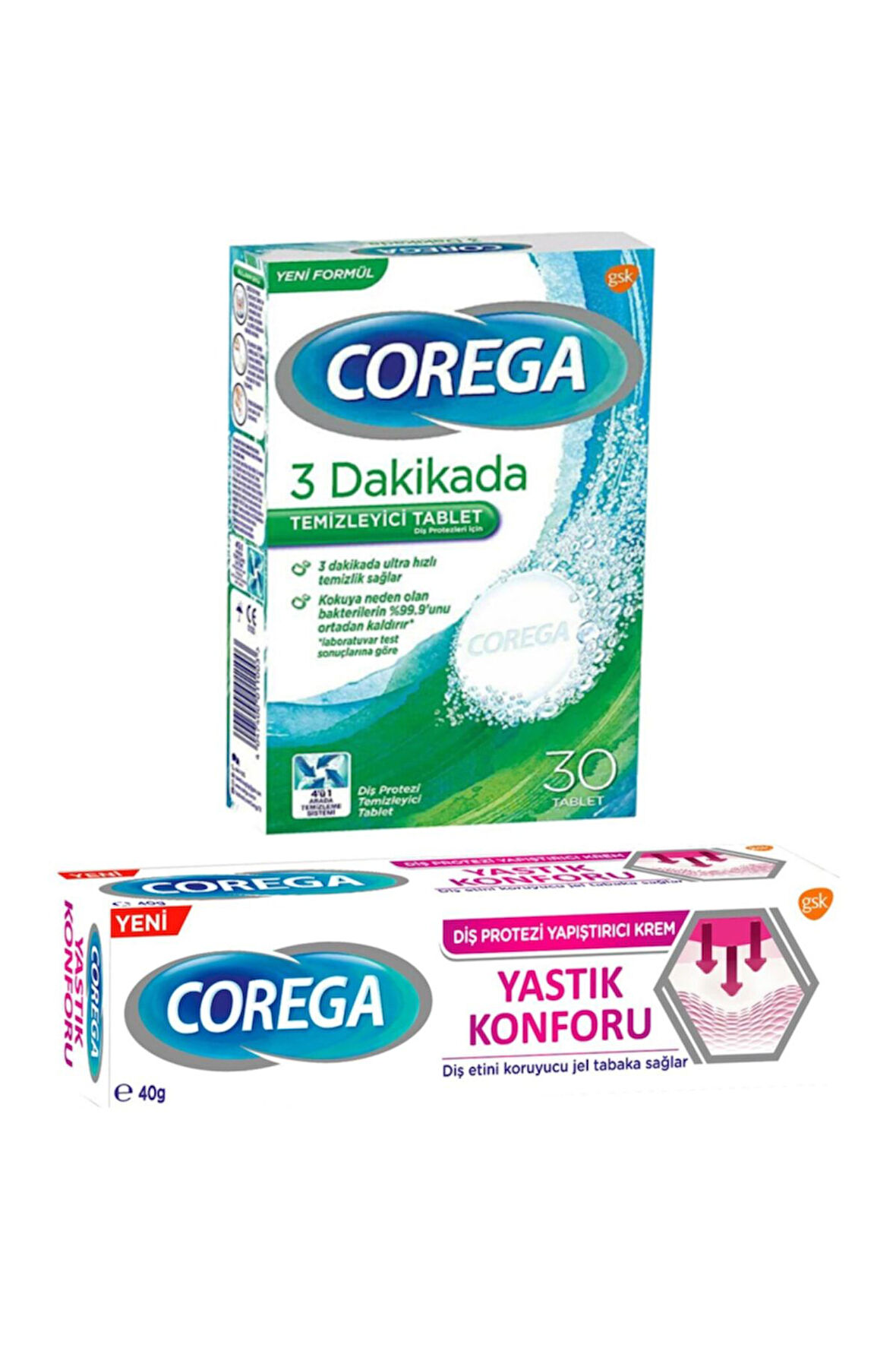 Diş Protez Temizleyici 30 Tablet + Diş Protez Yapıştırıcı 40 Gr
