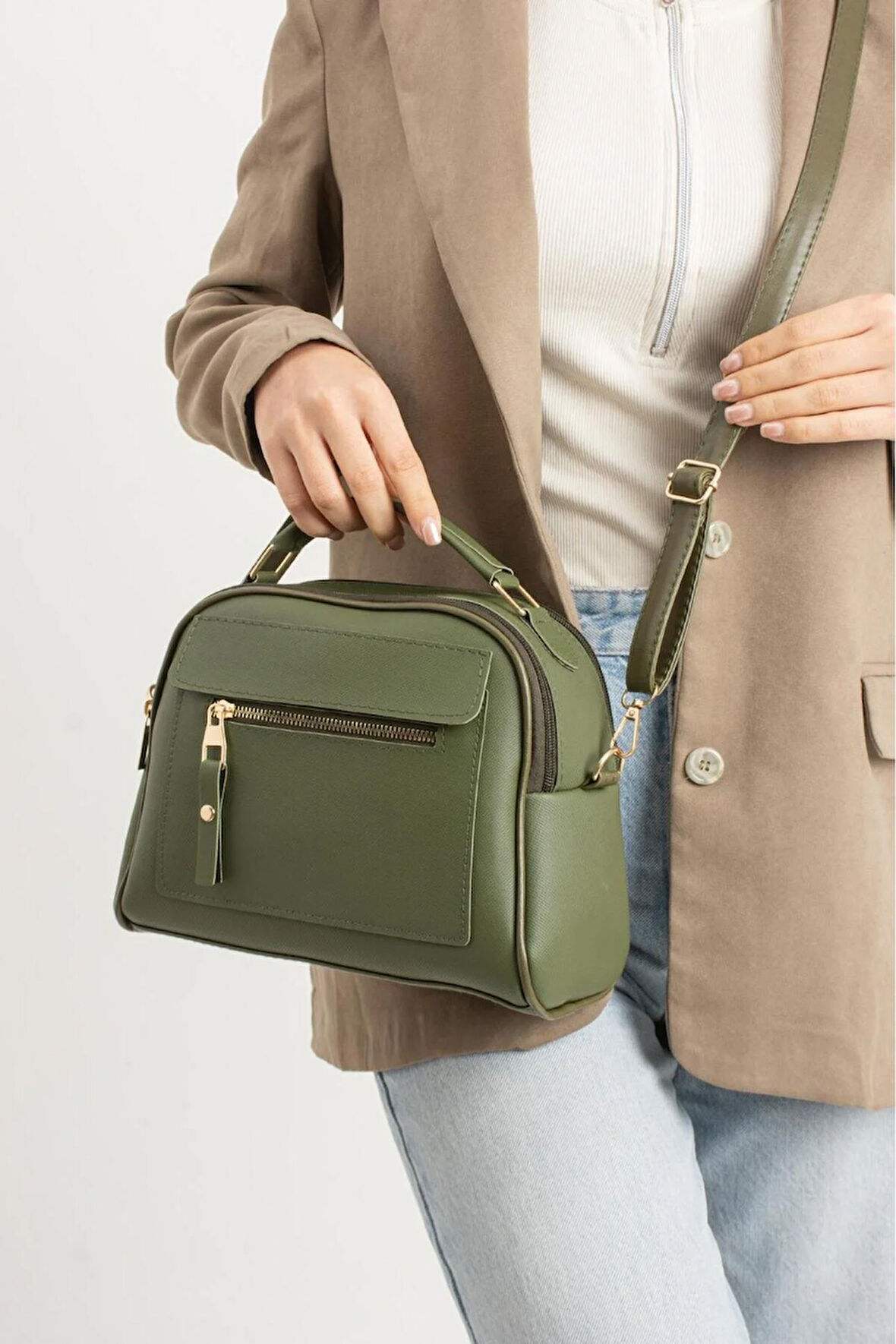 Lüks Klasik çok bölmeli el ve omuz çantası