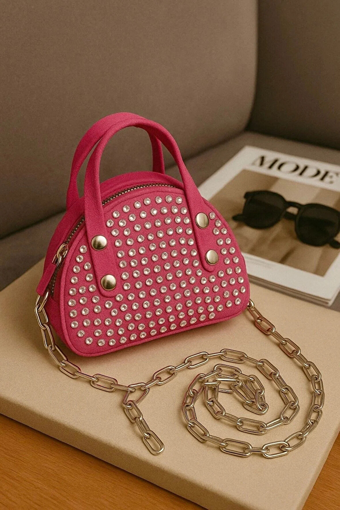 Lüks Mini Elmas Taş işlemeli El Ve Omuz çantası