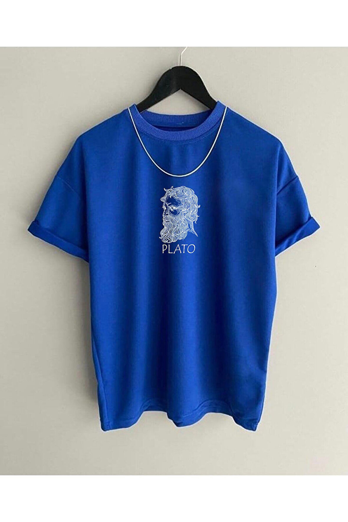Azurco Oversize Plato Baskılı Siyah Tshirt