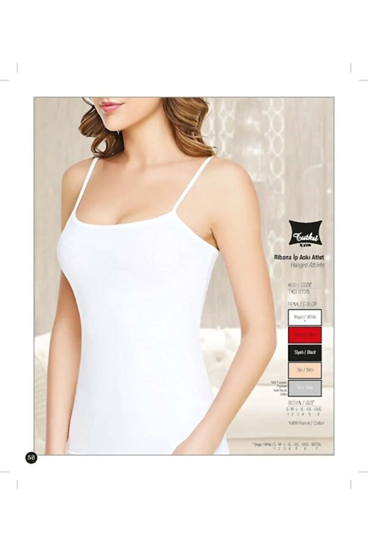 Beyaz Kadın Ip Askılı Ribana 10'lu Paket Atlet( 0135)