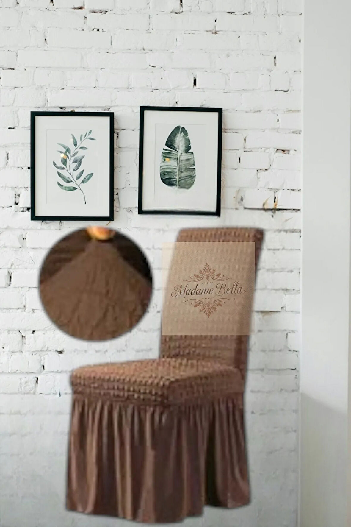 1 Adet Bürümcük Etekli Likralı Esnek Yıkanabilir Sandalye Kılıfı,45x45x60 Ölçüde Sandalye Örtüsü