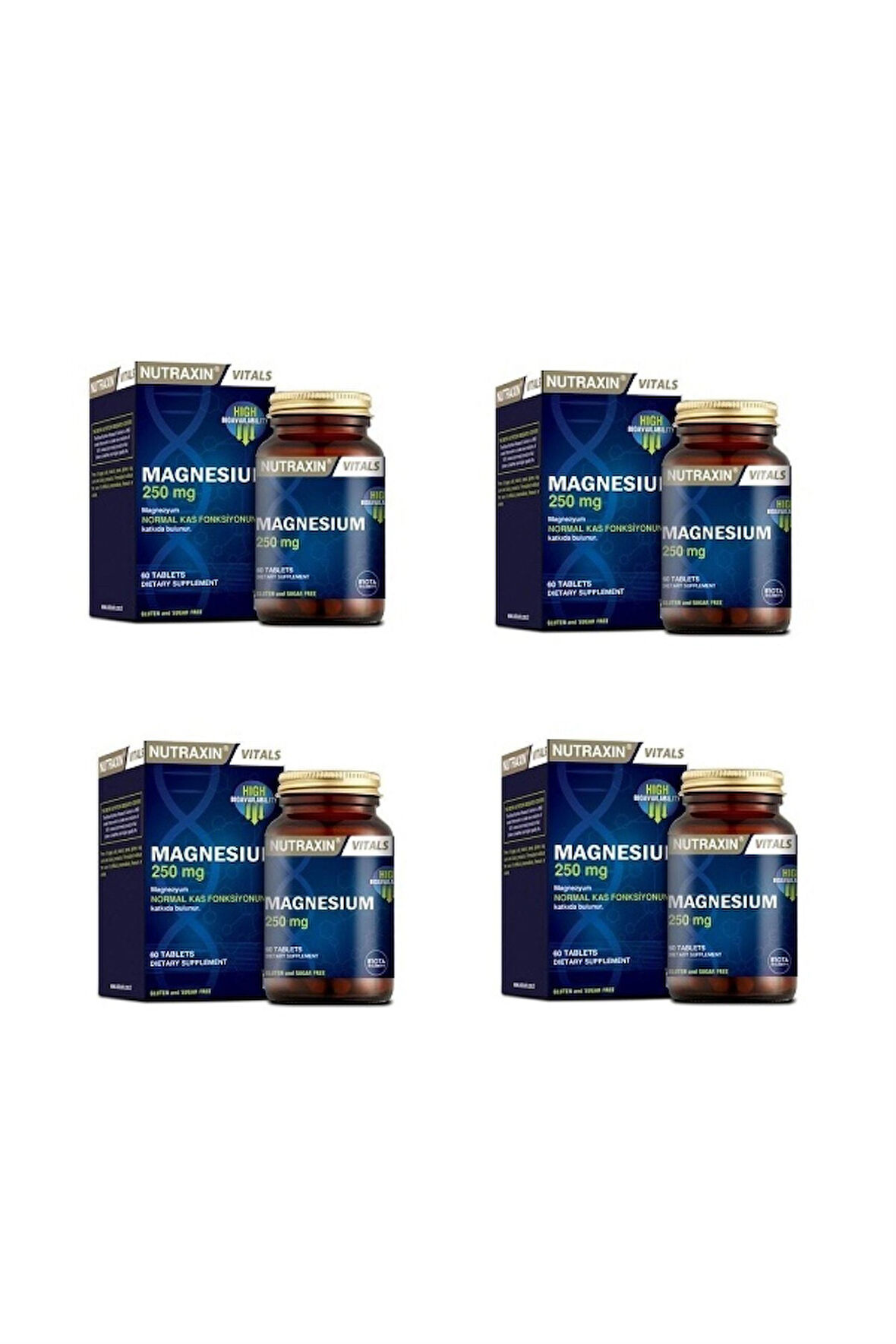 Nutraxin Magnesium 250 Mg 60 Tablet 4 Adet
