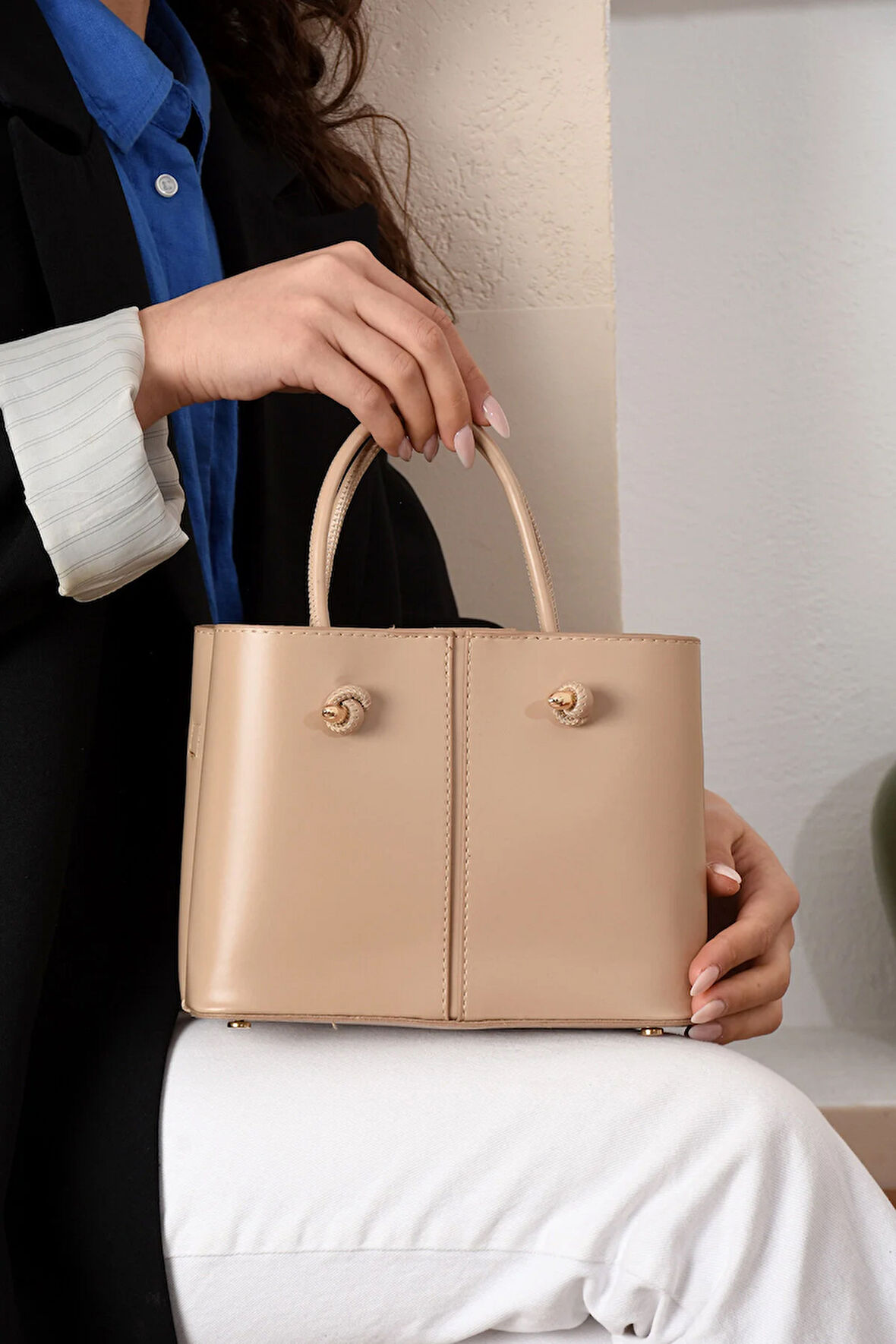 Kadın 3 Bölmeli Kaliteli Şık Çanta Omuzdan Asmalı Elden Tutmalı Askılı