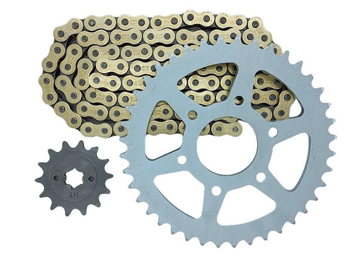 Bajaj Pulsar Rs 200 - Ns 200 Orinli Gold Zincir Dişli Seti 520 Sfr -Supermto