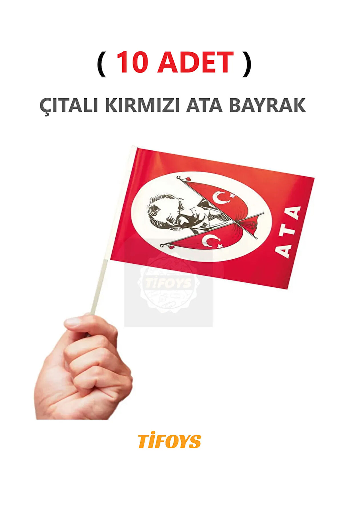 ( 10 Adet ) Küçük Boy Bayrak Çıtalı Kağıt Ata Bayrağı