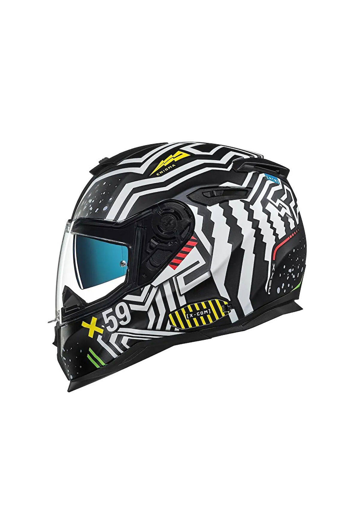 Sx.100 Enıgma Mat Siyah Beyaz Motosiklet Full Face Kask