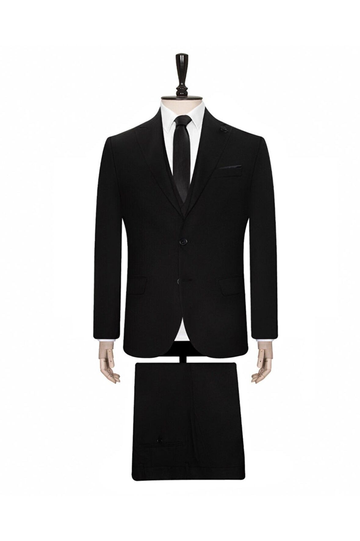 Süvari Yelekli Siyah Slim Fit Takım Elbise