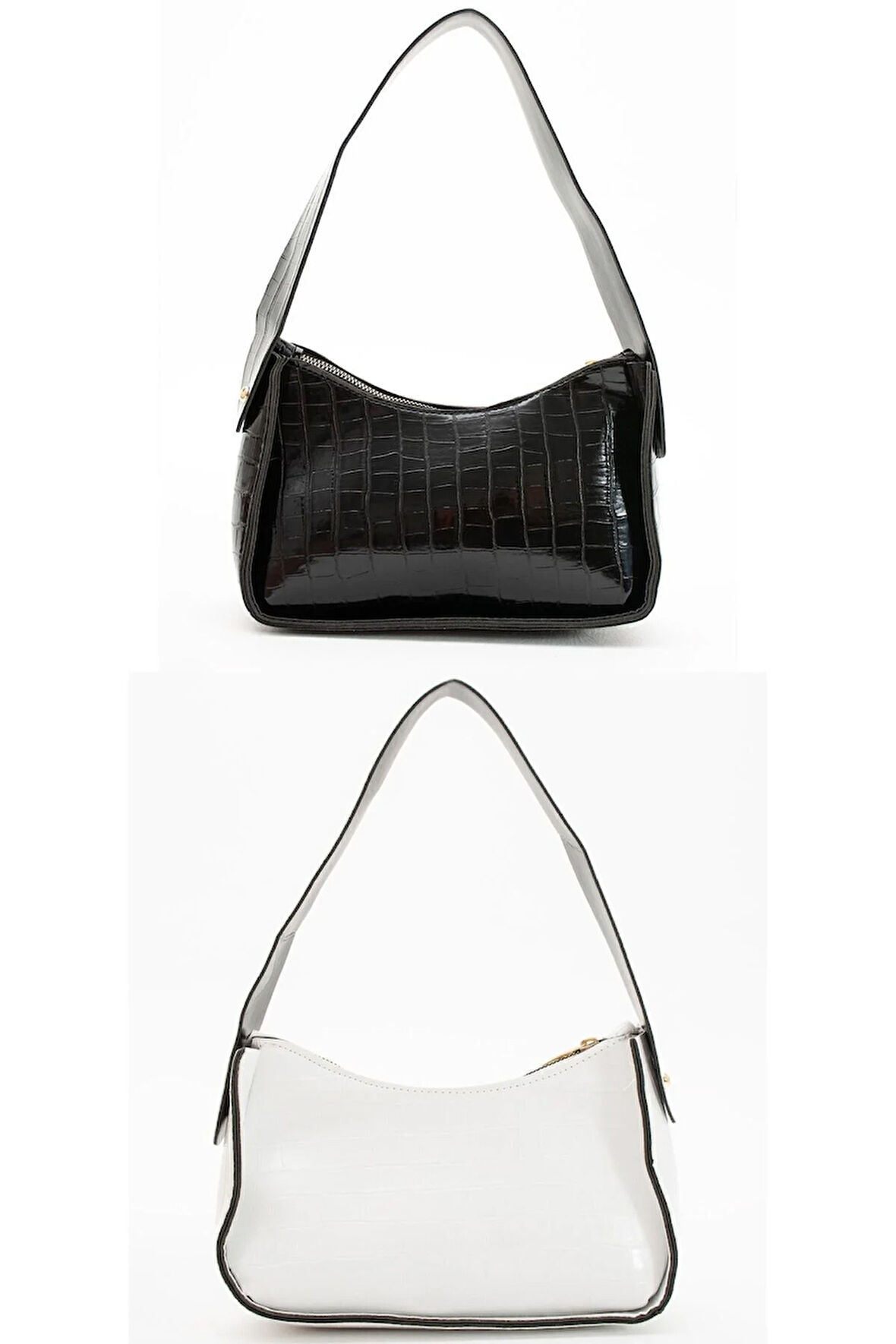 Kadın 2 Li Paket Kroko Desenli Baget Çanta Şık Günlük Kulanıma Uygun El Çantası